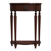 Ashby 22 in W Demilune Wood 1 Drawer Console Table with Lower Open Shelf, Dark Brown (2101024)