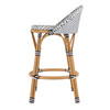 Tobias 245 in Seat Height Outdoor Rattan and Metal Low Back Counter Stool, Black and White (5649434)
