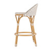 Tobias 245 in Seat Height Outdoor Rattan and Metal Low Back Counter Stool, Beige and White (5649433)