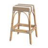 Robias 30 in Seat Height Rectangular Rattan Backless Bar Stool, Tan and White Stripe (5604984)