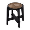Dryden 18 in Seat Height Round Cane and Wood Backless Stool, Black, Natural (5860140)