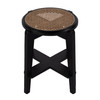 Dryden 18 in Seat Height Round Cane and Wood Backless Stool, Black, Natural (5860140)