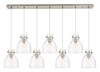 Newton Bell - 7 Light - 52 inch - Brushed Satin Nickel - Linear Pendant (127-410-1PS-SN-G412-8CL)