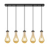 Owego - 5 Light - 37 inch - Matte Black - Linear Pendant (125-451-1P-BK-G451-5ME)