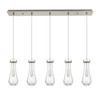 Owego - 5 Light - 37 inch - Brushed Satin Nickel - Linear Pendant (125-451-1P-SN-G451-4SDY)