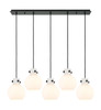 Newton Sphere - 5 Light - 40 inch - Matte Black - Cord hung - Linear Pendant (125-410-1PS-BK-G410-8WH)