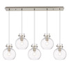 Newton Sphere - 5 Light - 40 inch - Brushed Satin Nickel - Linear Pendant (125-410-1PS-SN-G410-8CL)