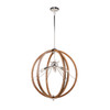 Abbey 6 Light Faux Wood & Polished Nickel Pendant (AC11556PN)