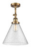 Cone - 1 Light - 12 inch - Brushed Brass - Semi-Flush Mount (201F-BB-G44-L)