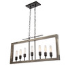 Gatehouse 7 Light Beach Wood & Black Island Light (AC11657BK)