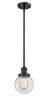 Beacon - 1 Light - 6 inch - Matte Black - Stem Hung - Mini Pendant (201S-BK-G202-6-LED)