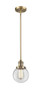 Beacon - 1 Light - 6 inch - Brushed Brass - Stem Hung - Mini Pendant (201S-BB-G202-6-LED)