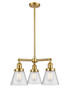 Cone - 3 Light - 19 inch - Satin Gold - Stem Hung - Chandelier (207-SG-G64)