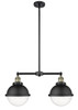 Hampden - 2 Light - 18 inch - Black Antique Brass - Stem Hung - Island Light (209-BAB-HFS-84-BK-LED)