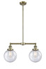 Beacon - 2 Light - 25 inch - Antique Brass - Stem Hung - Island Light (209-AB-G204-8-LED)