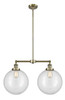 Beacon - 2 Light - 27 inch - Antique Brass - Stem Hung - Island Light (209-AB-G202-12-LED)
