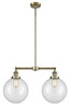 Beacon - 2 Light - 25 inch - Antique Brass - Stem Hung - Island Light (209-AB-G202-10-LED)