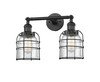 Bell Cage - 2 Light - 16 inch - Matte Black - Bath Vanity Light (208-BK-G52-CE-LED)