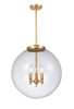 Beacon - 3 Light - 18 inch - Satin Gold - Cord hung - Pendant (221-3S-SG-G202-18-LED)