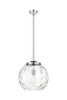 Athens Water Glass - 1 Light - 13 inch - Polished Nickel - Stem Hung - Pendant (221-1S-PN-G1215-14)
