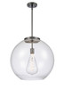 Athens - 1 Light - 18 inch - Matte Black - Stem Hung - Pendant (221-1S-BK-G124-18-LED)