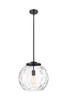 Athens Water Glass - 1 Light - 13 inch - Matte Black - Stem Hung - Pendant (221-1S-BK-G1215-14)
