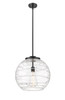 Athens Deco Swirl - 1 Light - 16 inch - Matte Black - Stem Hung - Pendant (221-1S-BK-G1213-16)