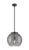 Athens Deco Swirl - 1 Light - 14 inch - Matte Black - Stem Hung - Pendant (221-1S-BK-G1213-14SM)