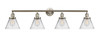 Cone - 4 Light - 44 inch - Brushed Satin Nickel - Bath Vanity Light (215-SN-G42)