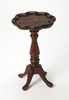 Whitman 12 in W Round Wood 4 Leg Pedestal Base Scalloped Edge Side Table, Dark Brown (0923024)