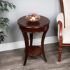 Holdin 18 in W Round Wood Side Table with Lower Open Shelf, Dark Brown (0992024)