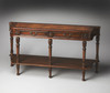 Butler Specialty Company Merrion 60 in. W Rectangular Wood 2 Drawer Traditional Console Table with Lower Open Shelf, Medium Brown (0872101)