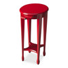 Arielle 125 in W Round Wood Petite Side Table with Pull-Out Tray and Lower Open Shelf, Red (1483293)