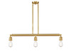 Bare Bulb - 3 Light - 38 inch - Satin Gold - Stem Hung - Island Light (213-SG)