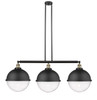 Hampden - 3 Light - 45 inch - Black Antique Brass - Stem Hung - Island Light (213-BAB-HFS-124-BK-LED)