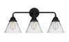 Cone - 3 Light - 26 inch - Matte Black - Bath Vanity Light (288-3W-BK-G42-LED)