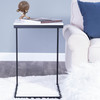 Lawler 16 in W Square Marble and Metal C-Style End Table, Black, White (9349295)