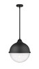 Hampden - 1 Light - 13 inch - Matte Black - Cord hung - Pendant (288-1S-BK-HFS-124-BK)