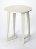 Devin 195 in W Round Solid Wood Mid Century Side Table with 2 Sled Legs, White (2040288)