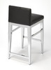 Kelsey 25 in Seat Height Faux Leather and Stainless Steel Counter Stool, Black (5324034)