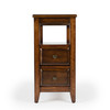 Marcus 12 in W Rectangular Wood 2 Drawer Side Table with Top Open Shelf, Medium Brown (6191011)