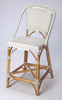 Butler Specialty Company Solstice 25 in. Seat Height Rattan Counter Stool with Back and Footrest, White and Tan Dot (5399415)