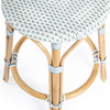 Tobias 24 in Seat Height Round Rattan Backless Counter Stool, White and Sky Blue Dot (9371194)