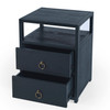 Lark 21 in W Wood 2 Drawer Nightstand with Open Storage Shelf, Navy Blue (5526291)