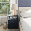 Lark 21 in W Wood 2 Drawer Nightstand with Open Storage Shelf, Navy Blue (5526291)