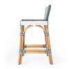 Butler Specialty Company Serienna 24.5 in. Seat Height Rectangular  Rattan Low Back Counter Stool, White and Navy Stripe (5585372)