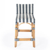 Butler Specialty Company Serienna 24.5 in. Seat Height Rectangular  Rattan Low Back Counter Stool, White and Navy Stripe (5585372)