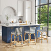 Butler Specialty Company Serienna 24.5 in. Seat Height Rectangular  Rattan Low Back Counter Stool, White and Navy Stripe (5585372)