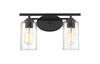 Ice - 2 Light - 15 inch - Matte Black - Bath Vanity Light (353-2W-BK-CL)