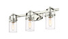 Pilaster II Cylinder - 3 Light - 25 inch - Polished Nickel - Bath Vanity Light (423-3W-PN-G423-7CL)